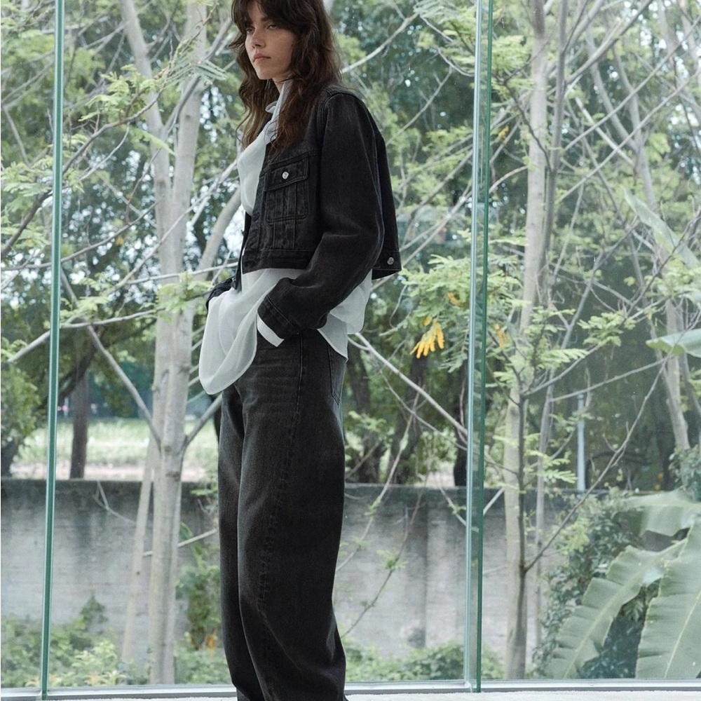 Black Denim Jacket and Pants Set